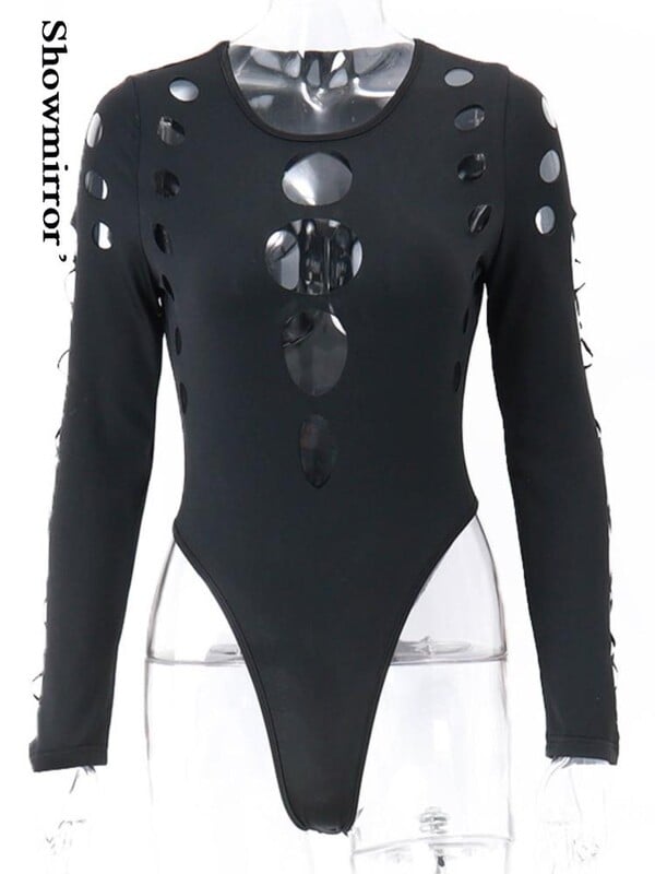 Showmirror duté gotické body s dlhým rukávom, oblečenie do nočného klubu pre ženy, jesenné oblečenie, streetwear, punkové topy