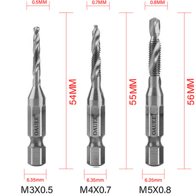 1/2/3/6 vnt. srieginis grąžtas šešiakampis kotas, padengtas titanu HSS sriegio antgalis, sraigtinis sraigtas, sujungtas sriegiu M3 M4 M5 M6 M8 M10 rankiniai įrankiai