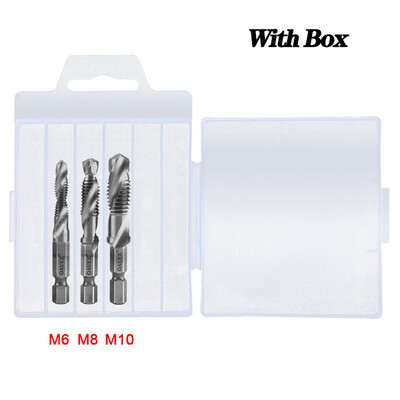 1/2/3/6 vnt. srieginis grąžtas šešiakampis kotas, padengtas titanu HSS sriegio antgalis, sraigtinis sraigtas, sujungtas sriegiu M3 M4 M5 M6 M8 M10 rankiniai įrankiai