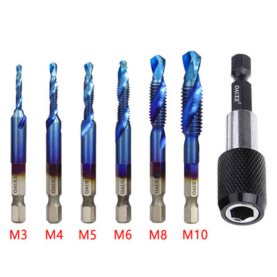 1/2/3/6 vnt. srieginis grąžtas šešiakampis kotas, padengtas titanu HSS sriegio antgalis, sraigtinis sraigtas, sujungtas sriegiu M3 M4 M5 M6 M8 M10 rankiniai įrankiai