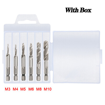 1/2/3/6 vnt. srieginis grąžtas šešiakampis kotas, padengtas titanu HSS sriegio antgalis, sraigtinis sraigtas, sujungtas sriegiu M3 M4 M5 M6 M8 M10 rankiniai įrankiai