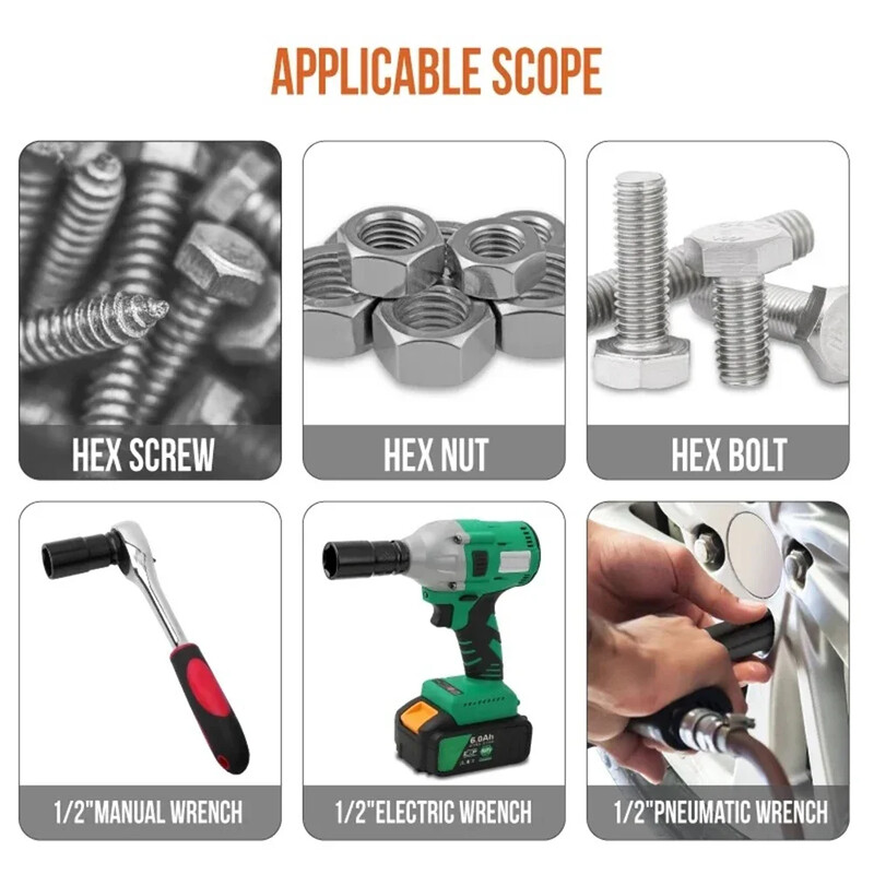 1 bucată 150 mm adâncime cheie hexagonală 1/2 "adaptor priză de antrenare cheie priză cheie electrică pentru unelte pneumatice cu aer