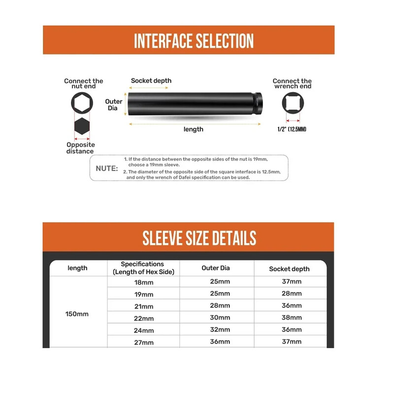 1 bucată 150 mm adâncime cheie hexagonală 1/2 "adaptor priză de antrenare cheie priză cheie electrică pentru unelte pneumatice cu aer