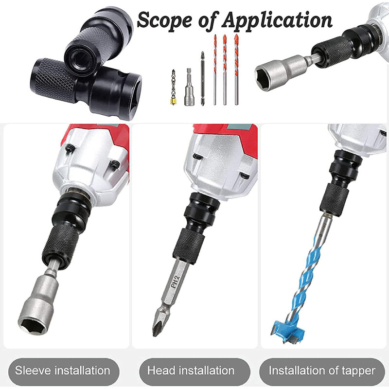 1 τμχ 1/4" Εξαγωνικό τρυπάνι τσοκ μετατροπής κιτ μετατροπής Impact Driver 1/2" Τετράγωνος προσαρμογέας γρήγορης αλλαγής μετατρέπει γαλλικό κλειδί αέρα