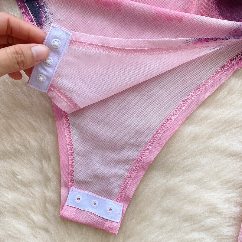 Body sexy imprimeu modă mânecă lungă decolteu o bucată de bază dulce caldă femei gotic slim streetwear salopetă ins