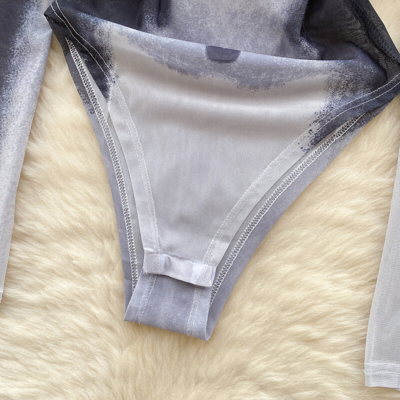 Body sexy imprimeu modă mânecă lungă decolteu o bucată de bază dulce caldă femei gotic slim streetwear salopetă ins