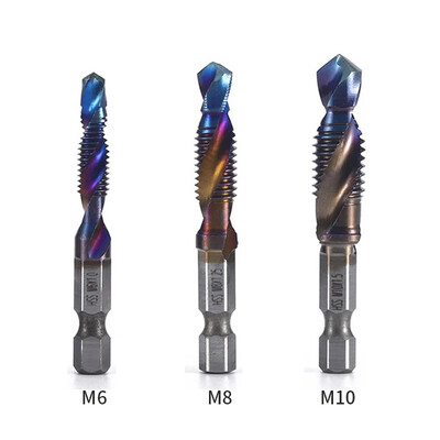 Šešiakampio koto HSS sraigtinis sriegis metrinis sriegio gręžtuvas Sraigtinis staklių junginys M3 M4 M5 M6 M8 M10 Rankiniai įrankiai Metrinis sriegio sriegio gręžtuvas