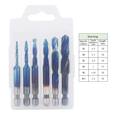 Šešiakampio koto HSS sraigtinis sriegis metrinis sriegio gręžtuvas Sraigtinis staklių junginys M3 M4 M5 M6 M8 M10 Rankiniai įrankiai Metrinis sriegio sriegio gręžtuvas