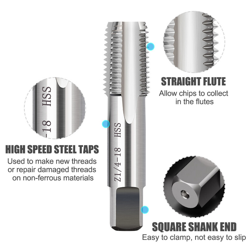 Závitník HSS Rúrkový závitník Z 1/8 1/4 3/8 1/2 Závitník so závitom na opravu poškodeného závitu Ručné závitovacie nástroje