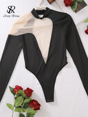 SINGREINY Transparent Sexy Body 2024 Fashion Sheer Mesh Splicing Manecă Lungă Teacă Salopetă Neregulat Backless Beach Bikini