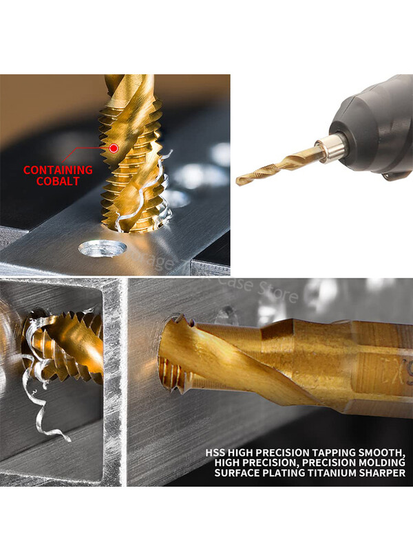 Új, titán bevonatú hatlapú szárú HSS csavarmenetes metrikus menetfúrószárak csavargép-összetétel M3 M4 M5 M6 M8 M10 kéziszerszámok