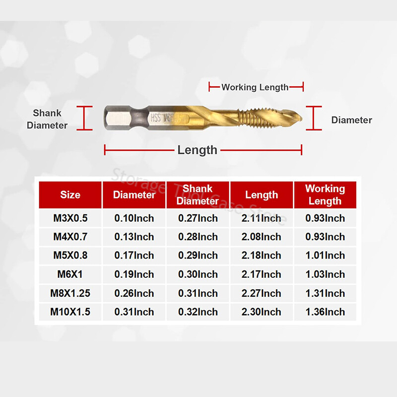 Új, titán bevonatú hatlapú szárú HSS csavarmenetes metrikus menetfúrószárak csavargép-összetétel M3 M4 M5 M6 M8 M10 kéziszerszámok