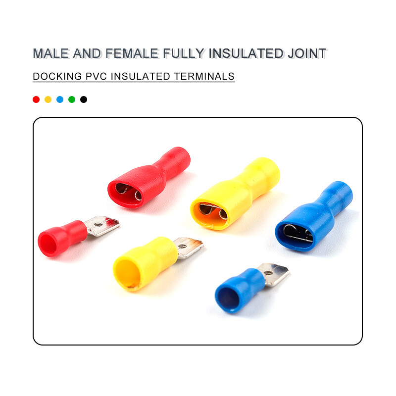 50PCS FDD/MDD 6.3mm Terminal Roșu Albastru Galben Femeie Masculin Spade Izolați Electrice Sertizare Terminale Conectori Cablaj Cablu Plug