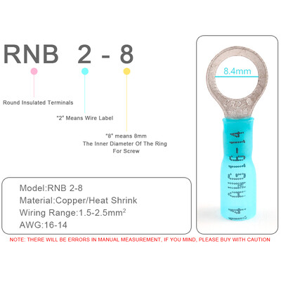 25 gab. Siltuma saraušanās RV gredzenu izolēti spailes Vadu kabeļu savienotāji Elektrisko vadu presēšanas spailes