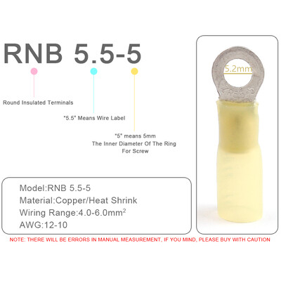 25 gab. Siltuma saraušanās RV gredzenu izolēti spailes Vadu kabeļu savienotāji Elektrisko vadu presēšanas spailes