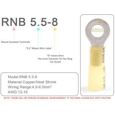 25 gab. Siltuma saraušanās RV gredzenu izolēti spailes Vadu kabeļu savienotāji Elektrisko vadu presēšanas spailes