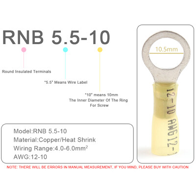 25 gab. Siltuma saraušanās RV gredzenu izolēti spailes Vadu kabeļu savienotāji Elektrisko vadu presēšanas spailes