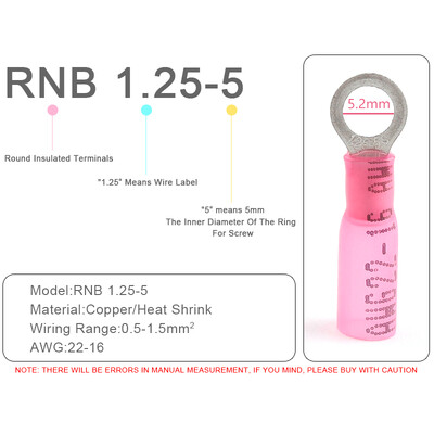 25 gab. Siltuma saraušanās RV gredzenu izolēti spailes Vadu kabeļu savienotāji Elektrisko vadu presēšanas spailes