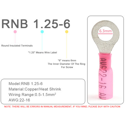 25 gab. Siltuma saraušanās RV gredzenu izolēti spailes Vadu kabeļu savienotāji Elektrisko vadu presēšanas spailes