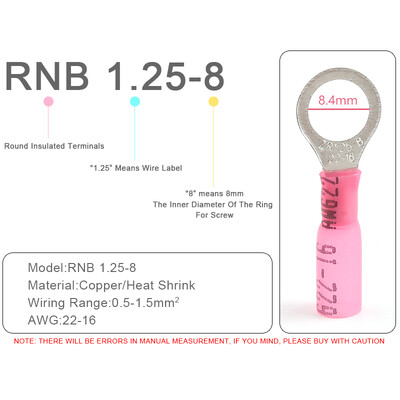 25 gab. Siltuma saraušanās RV gredzenu izolēti spailes Vadu kabeļu savienotāji Elektrisko vadu presēšanas spailes