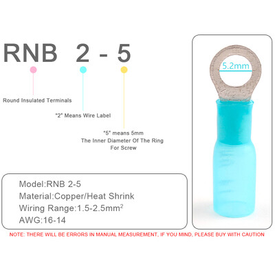 25 gab. Siltuma saraušanās RV gredzenu izolēti spailes Vadu kabeļu savienotāji Elektrisko vadu presēšanas spailes