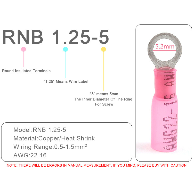 25 gab. Siltuma saraušanās RV gredzenu izolēti spailes Vadu kabeļu savienotāji Elektrisko vadu presēšanas spailes