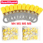 10/50/100PCS Κίτρινος δακτύλιος 4-6MM μονωμένος σύνδεσμος καλωδίου Ακροδέκτης ηλεκτρικού πρεσαρίσματος Καλώδιο 12-10AWG Υποδοχές πτύχωσης ήχου αυτοκινήτου