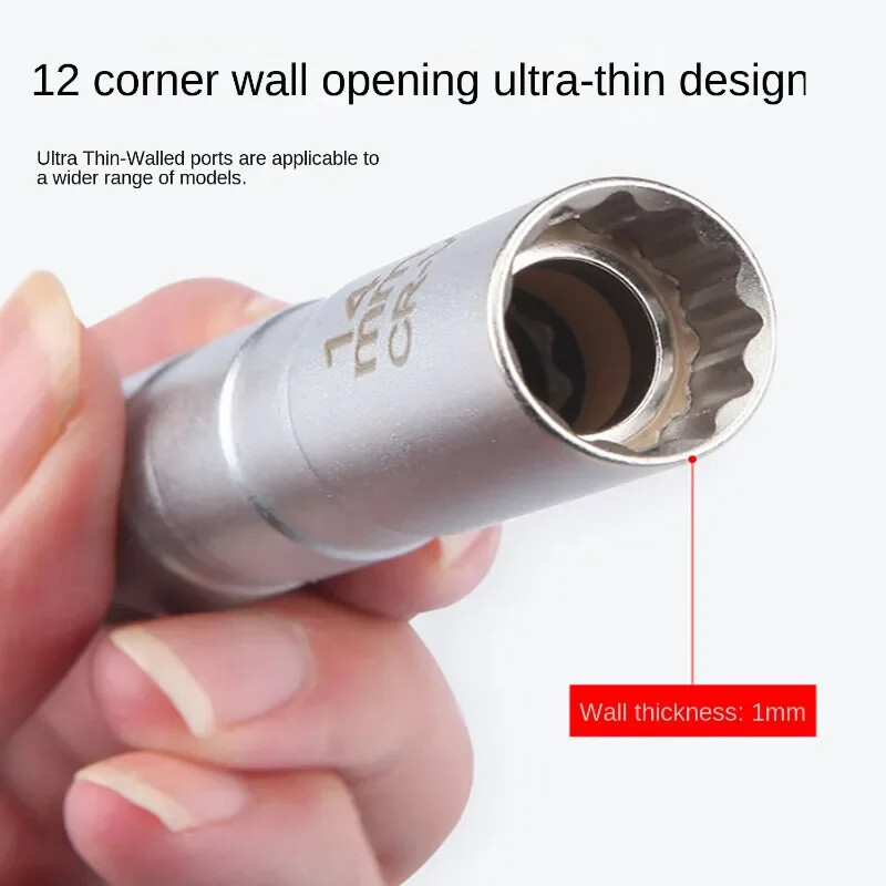 Adapter za utičnicu za svjećicu 14 mm 16 mm Komplet univerzalnog zgloba s magnetskom fleksibilnom utičnicom Tanak zid 3/8" Drive Alat za popravak automobila