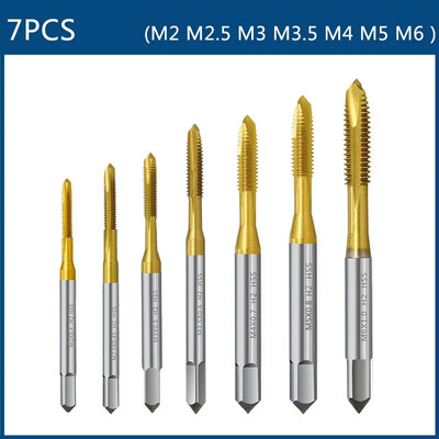 Τρυπάνι βρύσης με βίδα επίστρωση τιτανίου HSS M2 M2.5 M3 M3.5 M4 M5 M6 M8 M10 M12 Εργαλεία χειρός με σπειρώματα ευθύγραμμου αυλού