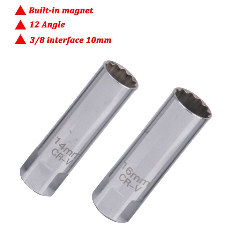 3/8 palcový 12-bodový kľúč na zapaľovacie sviečky s magnetickým uhlom, 14/16 mm adaptér na kľúč z ocele CR-V, nástroj na opravu a demontáž auta