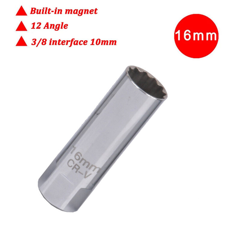 3/8 palcový 12-bodový kľúč na zapaľovacie sviečky s magnetickým uhlom, 14/16 mm adaptér na kľúč z ocele CR-V, nástroj na opravu a demontáž auta