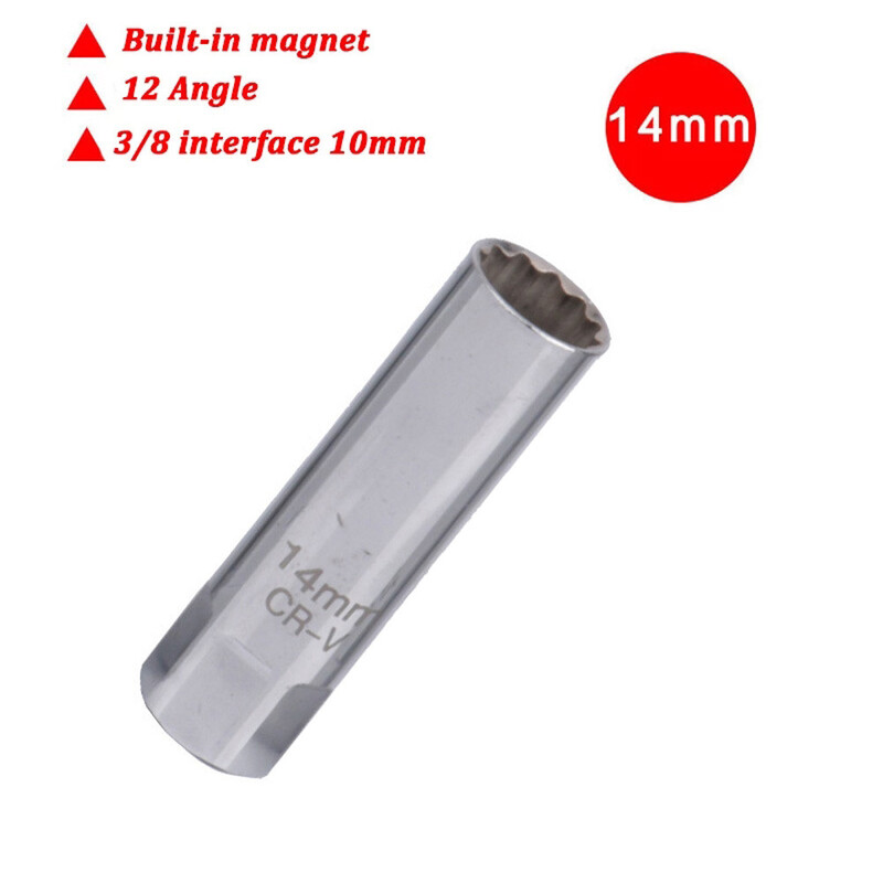 3/8 palcový 12-bodový kľúč na zapaľovacie sviečky s magnetickým uhlom, 14/16 mm adaptér na kľúč z ocele CR-V, nástroj na opravu a demontáž auta