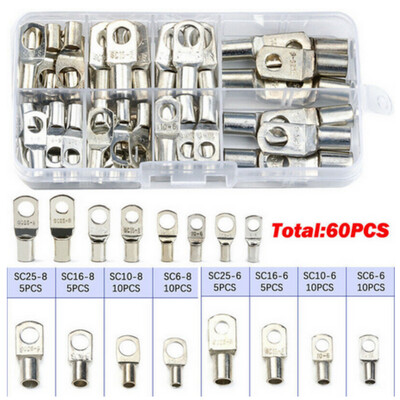 60CPS Sortiment Auto Auto Inel de Cupru Terminal Fir Conector Sert Cablu Gol Baterie Terminale Kit Conectori Lipiți