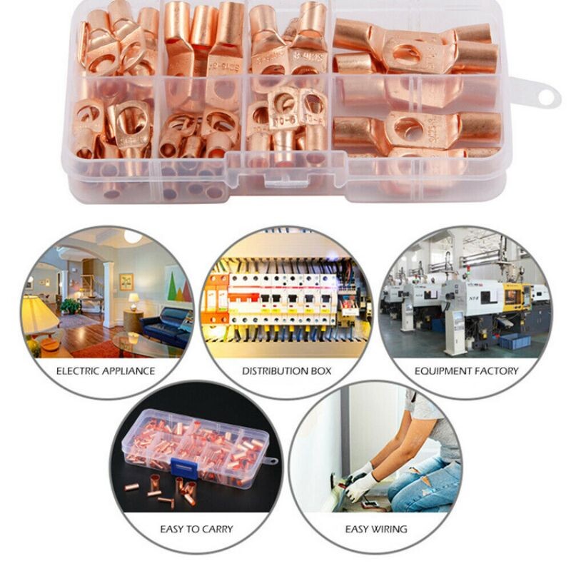 60CPS asortimentas automobilio vario žiedo gnybtas Vielos užspaudimo jungtis plikas kabelis akumuliatoriaus gnybtai lituotų jungčių rinkinys