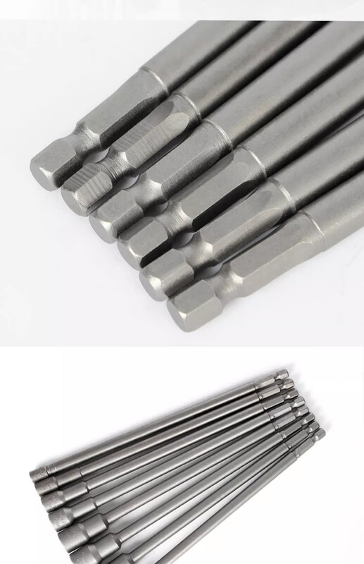 1 ks 200 mm dlhá sada metrických kľúčov s vnútorným šesťhranom 5,5 mm - 19 mm, adaptér, vrták 1/4', stopka 6,35 mm, šesťhranná matica, nástroj na skrutky s vnútorným šesťhranom