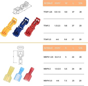 120 τεμ. T-Tap Wire Connectors, Quick Splice Electrical, T Taps Self-stripping μονωμένο αρσενικό τερματικό φτυάρι γρήγορης αποσύνδεσης