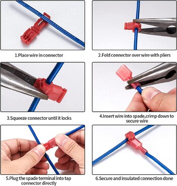 120 τεμ. T-Tap Wire Connectors, Quick Splice Electrical, T Taps Self-stripping μονωμένο αρσενικό τερματικό φτυάρι γρήγορης αποσύνδεσης