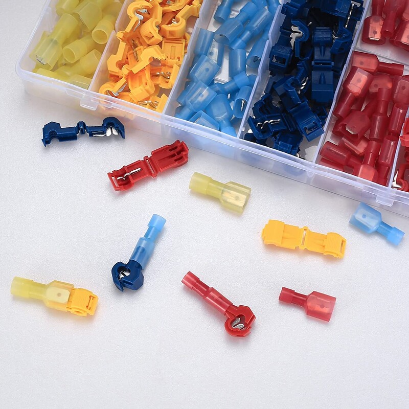 120 buc. Conectori de fir T-Tap, electrice de îmbinare rapidă, robinete în T Terminale de tip spade de deconectare rapidă izolată cu auto-decuplare