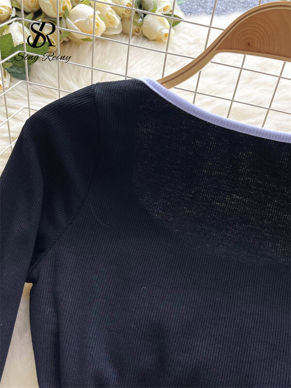 SINGREINY Fashion Casual Φορμάκια Γυναικεία Μακρυμάνικα Ελαστικό Ανοιχτό Καβάλο Μαύρο Τοπ Streetwear Γυναικεία Αμερικάνικα Αθλητικά Playsuits