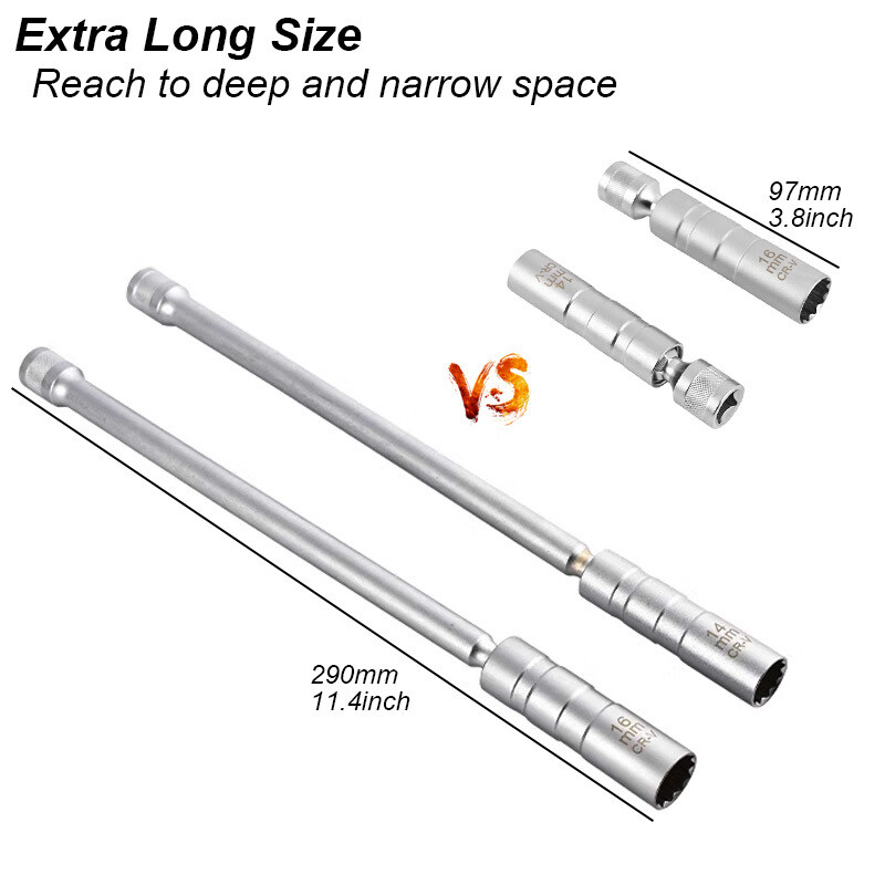 Magnētiskā aizdedzes sveces ligzda Atslēgas uzgriežņu atslēga Adapteris Grozāmais garais pagarinājums Instalējiet Nomainiet remonta komplektu Griezes moments Noņemiet noņemšanas spraugas rīku
