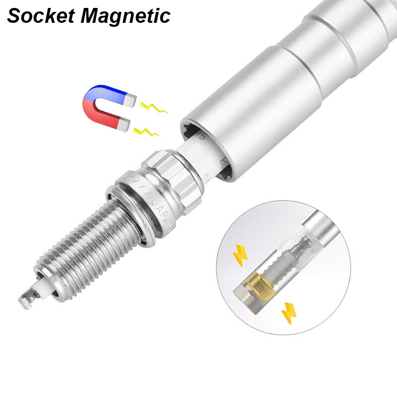 Magnētiskā aizdedzes sveces ligzda Atslēgas uzgriežņu atslēga Adapteris Grozāmais garais pagarinājums Instalējiet Nomainiet remonta komplektu Griezes moments Noņemiet noņemšanas spraugas rīku