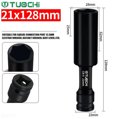CRV 1/2 palcové rázové objímky, hlboké 7-24 mm, plytké, extra dlhé, tenké, vonkajšia vrstva, šesťhranný objímkový kľúč na opravu automobilových strojov.