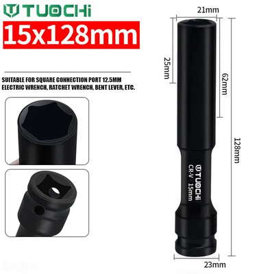 CRV 1/2 palcové rázové objímky, hlboké 7-24 mm, plytké, extra dlhé, tenké, vonkajšia vrstva, šesťhranný objímkový kľúč na opravu automobilových strojov.