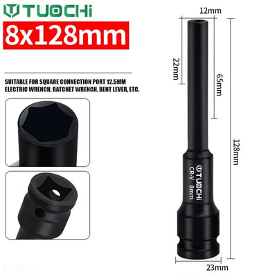 CRV 1/2 palcové rázové objímky, hlboké 7-24 mm, plytké, extra dlhé, tenké, vonkajšia vrstva, šesťhranný objímkový kľúč na opravu automobilových strojov.