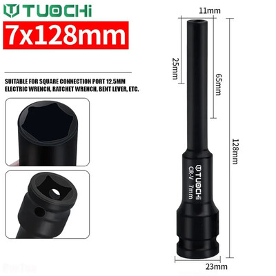 CRV 1/2 palcové rázové objímky, hlboké 7-24 mm, plytké, extra dlhé, tenké, vonkajšia vrstva, šesťhranný objímkový kľúč na opravu automobilových strojov.