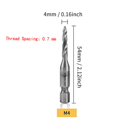 Coadă hexagonală placată cu titan HSS Filet metric Burghii cu robinet Compus pentru mașină cu șuruburi M3 M4 M5 M6 M8 M10 Unelte de mână
