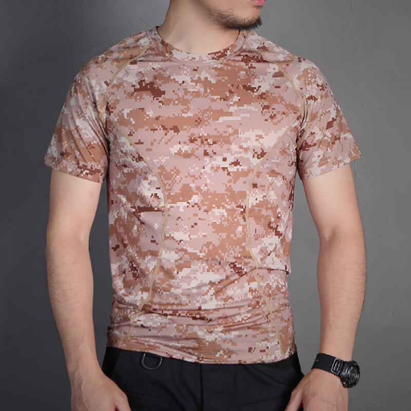 Emersongear Tactical Skin Skin Tight Base Layer Πουκάμισα για τρέξιμο Καμουφλάζ Σορτς μανίκια για εξωτερικούς χώρους Αθλητικό T-shirt που απομακρύνει τον ιδρώτα AOR1
