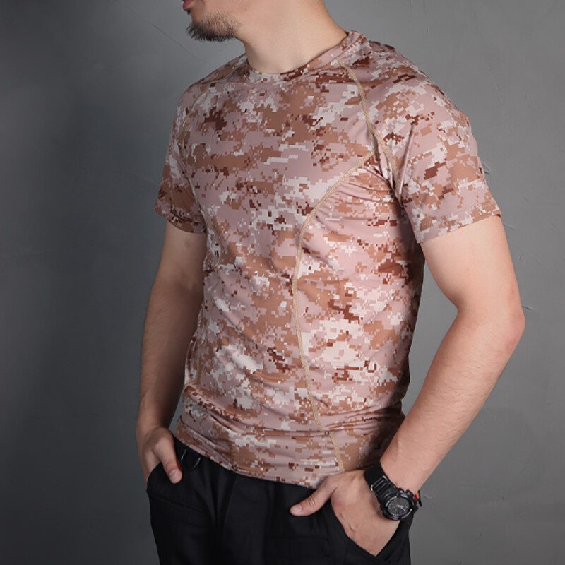 Emersongear Tactical Skin Skin Tight Base Layer Πουκάμισα για τρέξιμο Καμουφλάζ Σορτς μανίκια για εξωτερικούς χώρους Αθλητικό T-shirt που απομακρύνει τον ιδρώτα AOR1