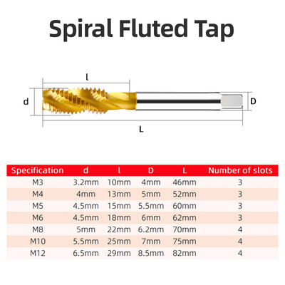 HSS Cobalt Containing Tip Βιδωτή βρύση Εργαλεία τρυπάνι βρύσης μηχανής Από ανοξείδωτο χάλυβα Ειδική επικάλυψη με τιτάνιο M3 M4 M5 M6