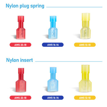 Κιτ συνδετήρων γρήγορης αποσύνδεσης 100 τμχ Nylon Spade, ηλεκτρικά μονωμένα τερματικά, αρσενικό και θηλυκό συρμάτινο πτυσσόμενο τερματικό